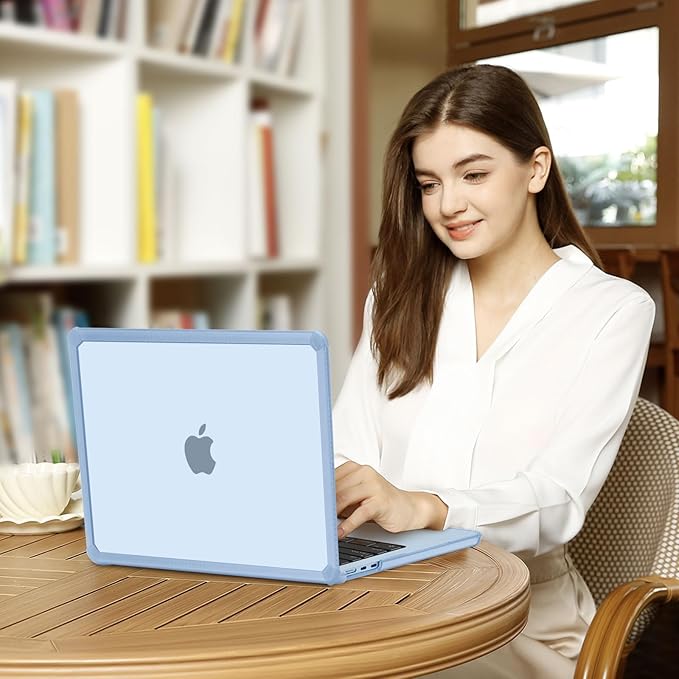MOSISO Compatible with MacBook Air 13 inch Case M5 2026 M4 2025 M3 M2 2024-2022 A3449 A3240 A3113 A2681,3 in 1 Kit Crack-Resistant Heavy Duty Protective Plastic Hard Case with TPU Bumper, Sky Blue