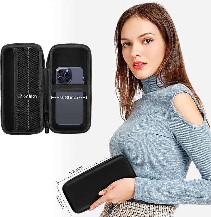 iMangoo Travel Essential Electronics Organizer Charger Case, Shockproof Dual Zipper Power Bank Cables Tech Accessories Pouch Purse, Men & Women Travel Must Have Storage Bag, 8.5x4.5x2 inch Black