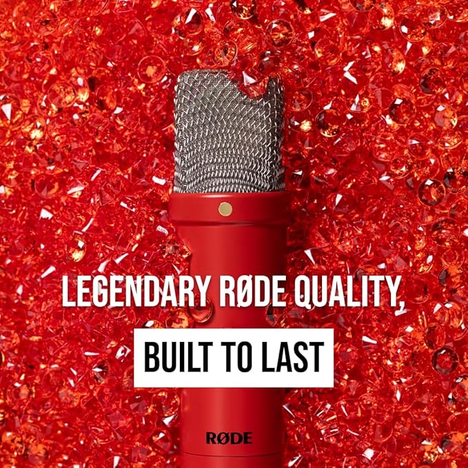 RØDE NT1 Signature Series Large-Diaphragm Condenser Microphone with Shock Mount, Pop Filter and XLR Cable for Music Production, Vocal Recording, Streaming and Podcasting (Red)