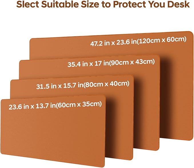 Leather Desk Pad Protector, Office Desk Mat, Large Mouse Pad, Non-Slip PU Leather Desk Blotter, Waterproof Computer Desk Writing Pad for Office and Home (Brown, 36" x 17")