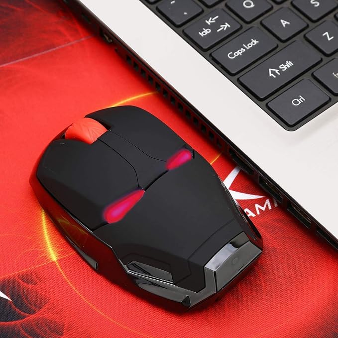Ergonomic Wireless Mouse - Cool Mice 2.4G Portable Optical Mice with USB Receiver, for Notebook PC Laptop Computer Mac Book, Add a Keychain (Black)