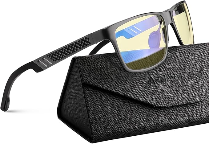 ANYLUV Blue Light Blocking Glasses Men Computer Gaming Glasses Lightweight Al-Mg Metal Anti Eyestrain Eye Protection