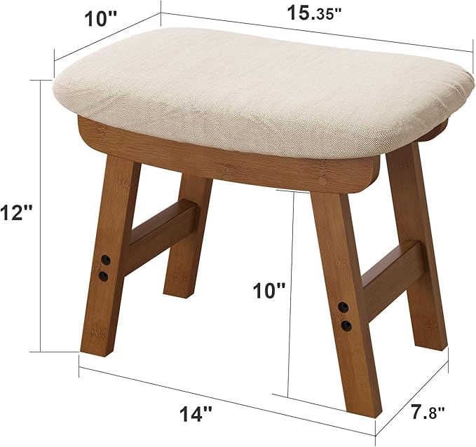 viewcare Foot Stools Ottoman, Small Soft Footrest Ottoman with Wood Legs, Sofa Footrest Extra Seating for Living Room Entryway Office