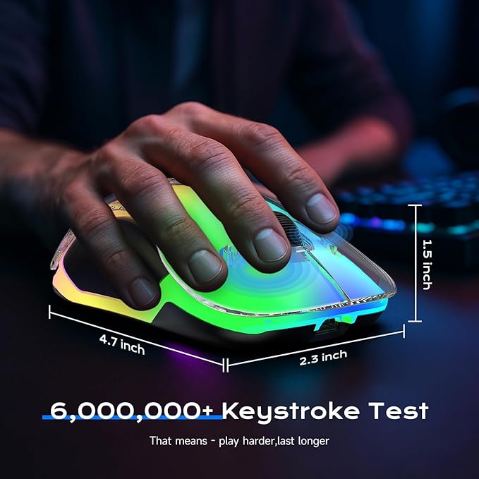 memzuoix 2.4G Aesthetic Wireless Mouse - Customizable Covers & LED Mood Lighting - Rechargeable Ergonomic Design, 5 Buttons, 1200 DPI for Office, Laptop, Mac - White