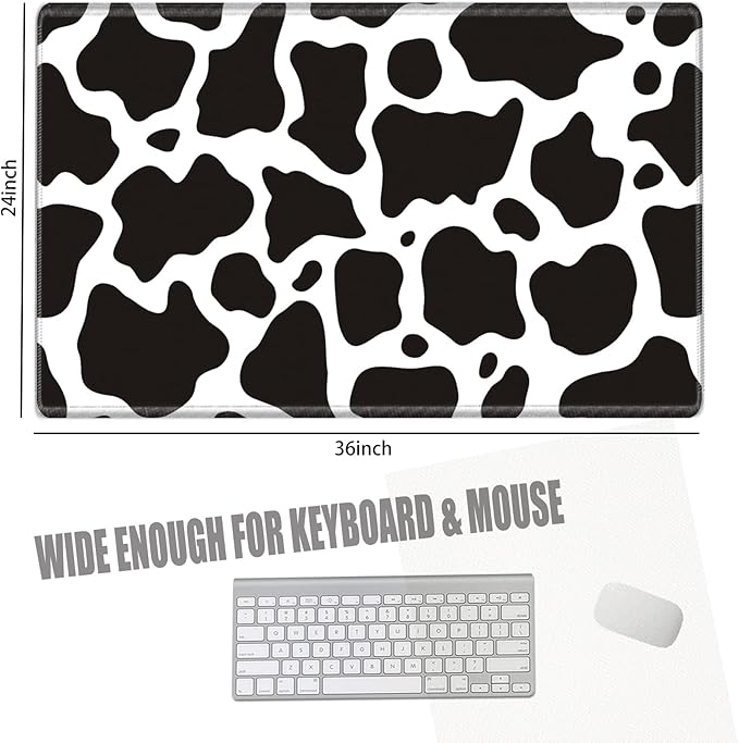 Large Mouse Pad 36 x 24 Desk Mat Gaming Mousepad Cow Print Oversized Desk Pad Huge Giant 4XL Computer Mat for Girl Women Work