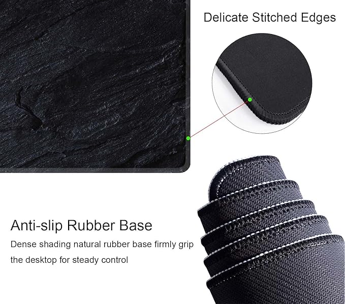 Black Grey Slate Large Gaming Mouse Pad,Mouse Pad Gaming 31.5 x 11.8 in Mouse Mat Desk Pad,Large Desk Mat,Extended Keyboard Mousepad with Non-Slip Base and Stitched Edge for Desk Home Office