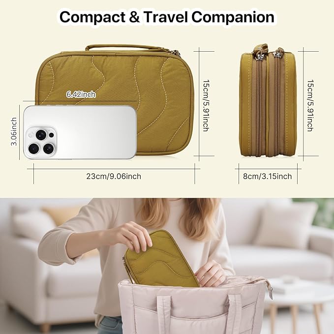 Skycase Tech Pouch - Lightweight Electronics Organizer Travel Case, Double Layers Travel Cable Organizer, All-in-One Storage Bag for Charger, Cord, Phone, Flash Drive, Accessories