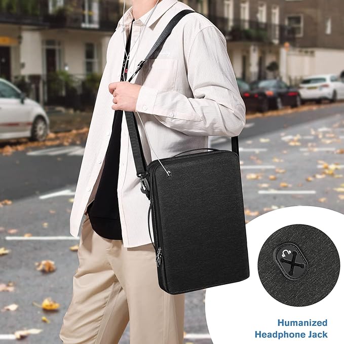 FINPAC 15.6-inch Laptop Shoulder Bag, Protective Computer Carrying Case Compatible with 16.2" MacBook Pro M5/M4/M3/M2/M1, 15-16" MacBook Air/Pro, Surface Laptop/Book, 15.6" HP/Dell/Acer/Samsung, Black