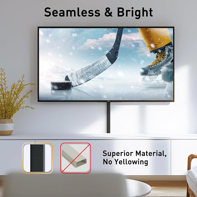Delamu Black Cord Hider, 56.7in Black Cable Hider, Cord Covers for Wires on Wall, Wire Hider Wire Covers for 2-3 Cords on Wall, Easier Setup Cable Raceway Cable Management, 4X L14.2 W0.94 H0.47in - Image 3