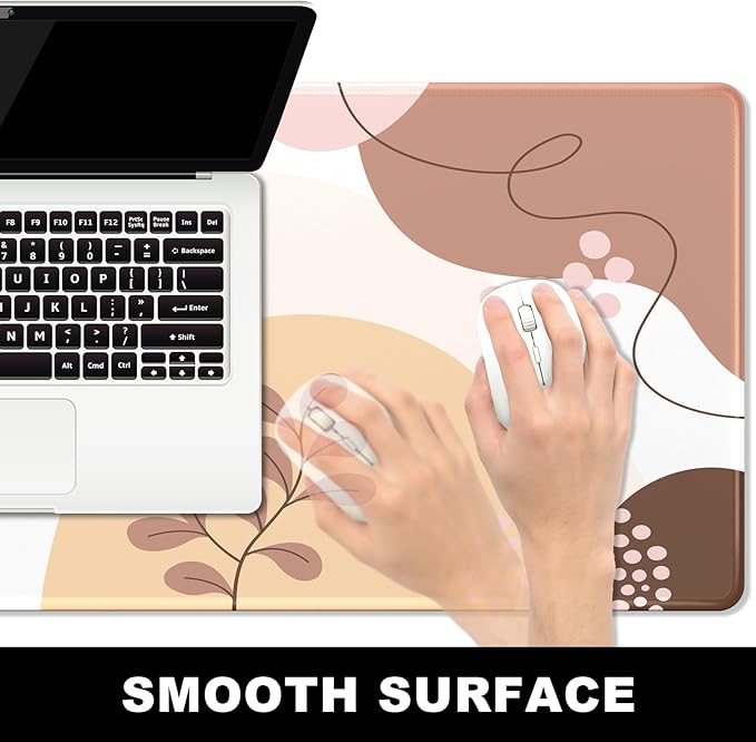 BOSOBO Large Desk Pad, XXL Extended Gaming Mouse Pad & Keyboard Mat, Desktop Full Cover 31.5 x 11.8 Inches, Boho Pink Abstract Flower