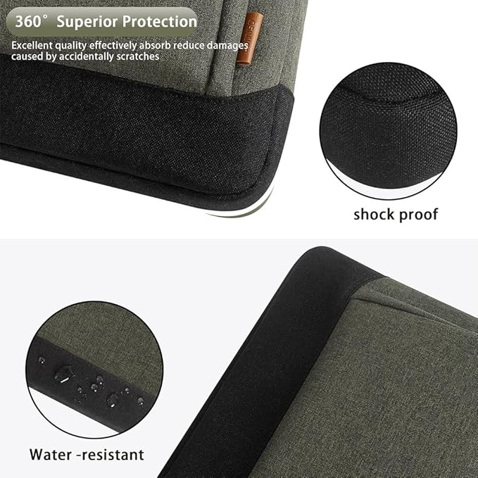 DOMISO Laptop Sleeve Case Large Capacity Shoulder Bag Compatible with 17-17.3 inch Dell XPS/HP Gaming Pavilion 17 / Chromebook 317, Dark Green