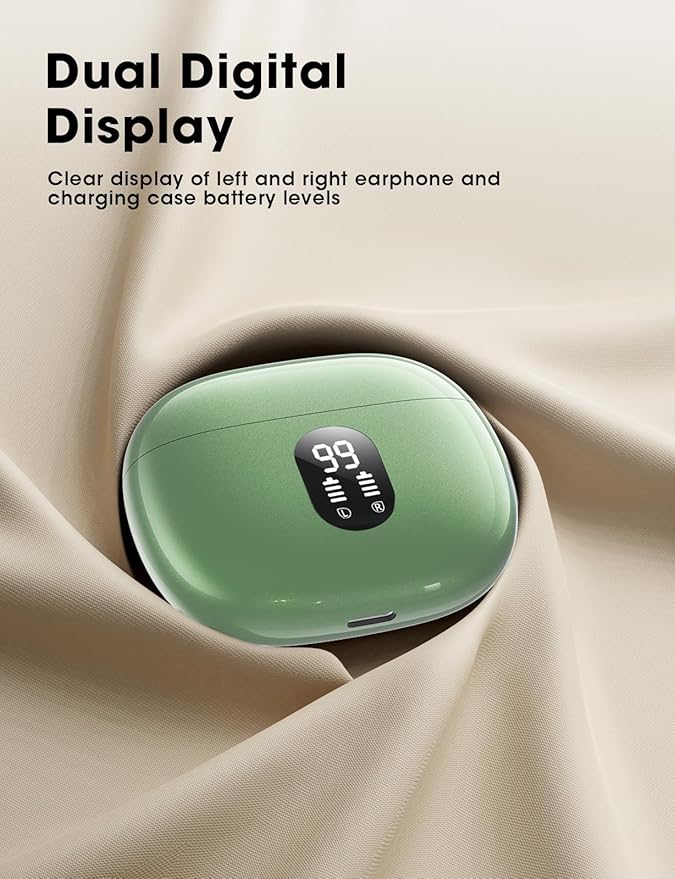ZZU Wireless Earbuds, 2025 Ear Buds with Big Bass Stereo Sound, Lightweight Bluetooth Earbuds with 48 Hours Playtime, in-Ear Fit Earphones, IPX7, Hands-Free Calls with AI for iPhone, Android, Pad