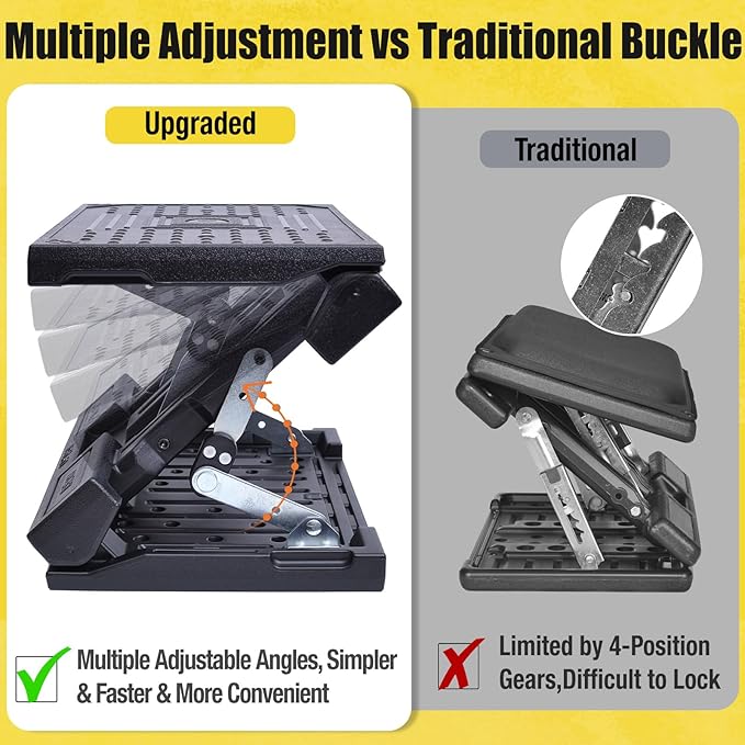 Foot Rest for Under Desk at Work Ergonomic Footrest with Adjustable Height and Angle, Foldable Foot Stool with Removable Pad Massage Beads for Office Gaming Chair Black