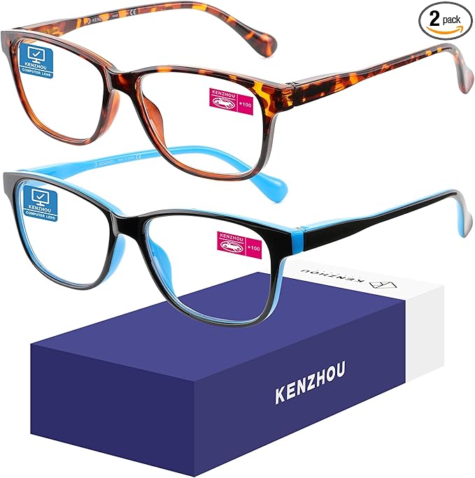 K KENZHOU Blue Light Glasses for Woman Men Bluelight Blocking Glasses for Computer Gaming Phones,Anti Eye Strain & UV Glare