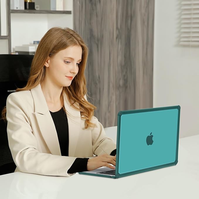 MOSISO Compatible with MacBook Air 13 inch Case M5 2026 M4 2025 M3 M2 2024-2022 A3449 A3240 A3113 A2681,3 in 1 Kit Crack-Resistant Heavy Duty Protective Plastic Hard Case with TPU Bumper, Teal Green