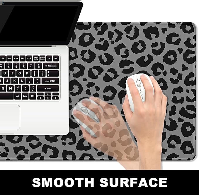BOSOBO Extended Gaming Desk Mat, XXL Full Cover 31.5 x 11.8 Inches, Black Leopard Print