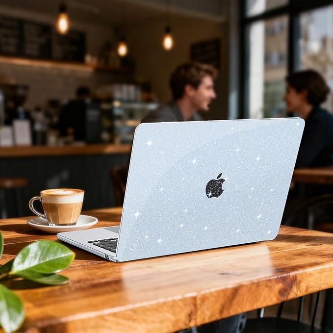 B BELK Compatible with MacBook Air 13 inch Case M5 2026 2025-2022 M4 M3 M2 A3449 A3240 A3113 A2681, Plastic Hard Shell+Keyboard Cover+Screen Protector for MacBook Air 13.6 inch Case, Sparkly Sky Blue