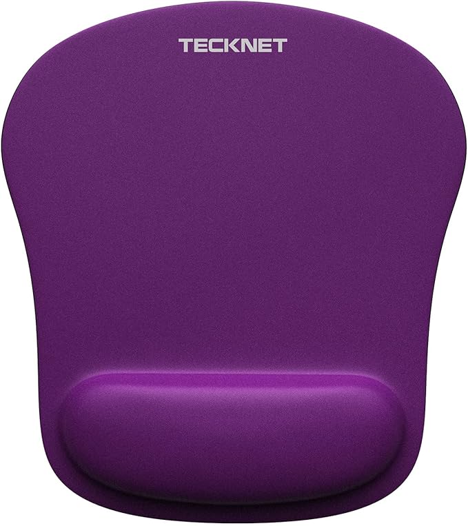 TECKNET Mouse Pad with Wrist Support, Ergonomic Gaming Mouse Pad Pain Relief, Portable Comfortable Mousepad for Computer, Laptop, Office, Home and Travel, Non-Slip Base, Waterproof Surface, Purple
