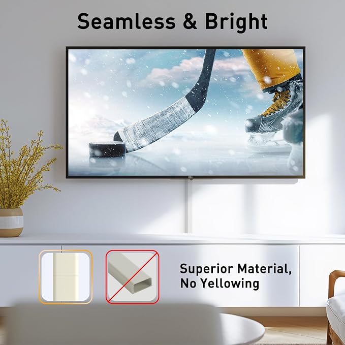 Delamu Cord Hider, 142in Cable Hider, Cord Covers for 2-3 Wires on Wall, Wire Covers for Cords, Wire Hiders for TV on Wall, Easier Setup Cable Cover Cable Management, W0.94 H0.47in, Beige - Image 5