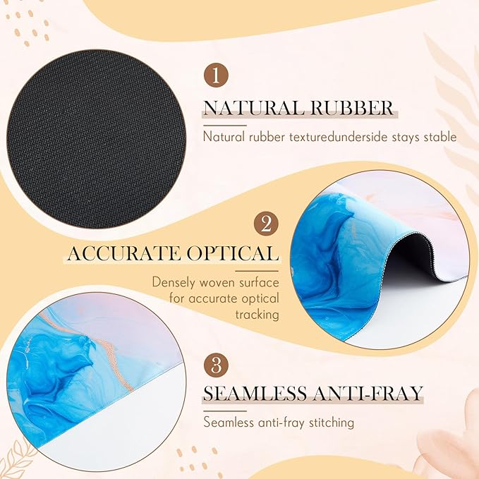 L Shaped Desk Mat for Corner, Large Extended Mouse Pad with Non-Slip Rubber Base, Blue&Pink Waterproof Desk Protector for Office & Gaming Setup
