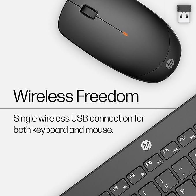 HP 230 Wireless Mouse and Keyboard Combo - 2.4GHz Wireless Connection - Long Battery Life - Durable & Low-Noise Design - Windows & Mac OS - Adjustable 1600 DPI - Numeric Keypad (18H24AA#ABA)