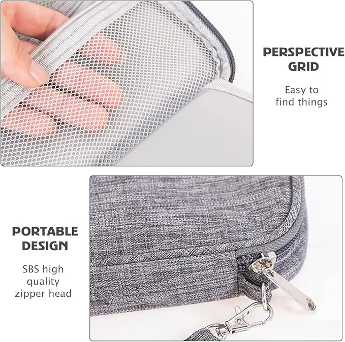4Pcs Electronic Organizer Travel Case,Waterproof Cord Organizer Travel Cable Organizer Bag Portable Small Travel Tech Storage Pouch for Cord Charger Phone Earphone SD Card Cables Power Bank Card,Grey