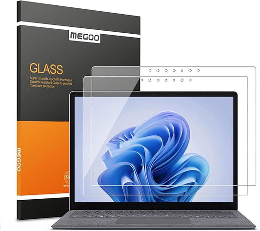 Megoo Tempered Glass Screen Protector for Microsoft Surface Laptop 6/5/4/3(15 inch), Easy Installation, Scratch Resistant, Ultra Clear Protective Film, 2-Pack