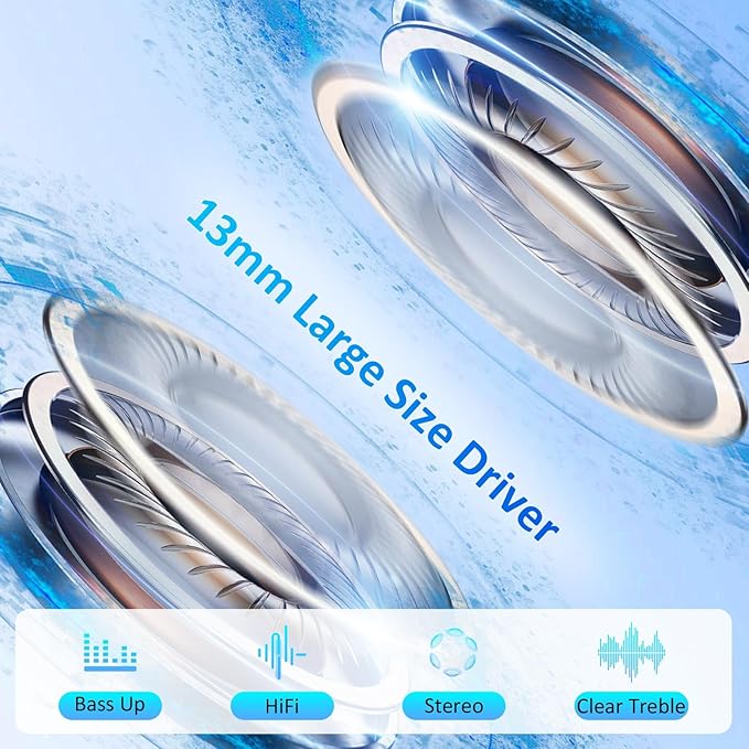 Wireless Earbuds Bluetooth 5.4, 6 Mic ENC Noise Cancelling Clear Call, in Ear Buds Deep Bass HiFi Stereo Sound, Big Dual LED Display 48H Playtime Earphones, IPX7 Waterproof Headphones for Android iOS