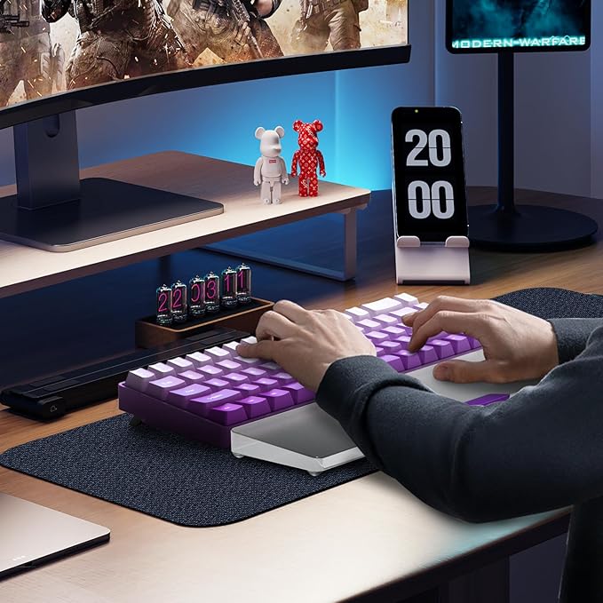 SELORSS Acrylic Keyboard Wrist Rest - Wrist Support for Keyboard CNC Aluminum Alloy Customized Logo - Keyboard Pad Home & Office - Keyboard Wrist Pad with Anti-Slip Mat for 60% Compact Keyboard,Purple