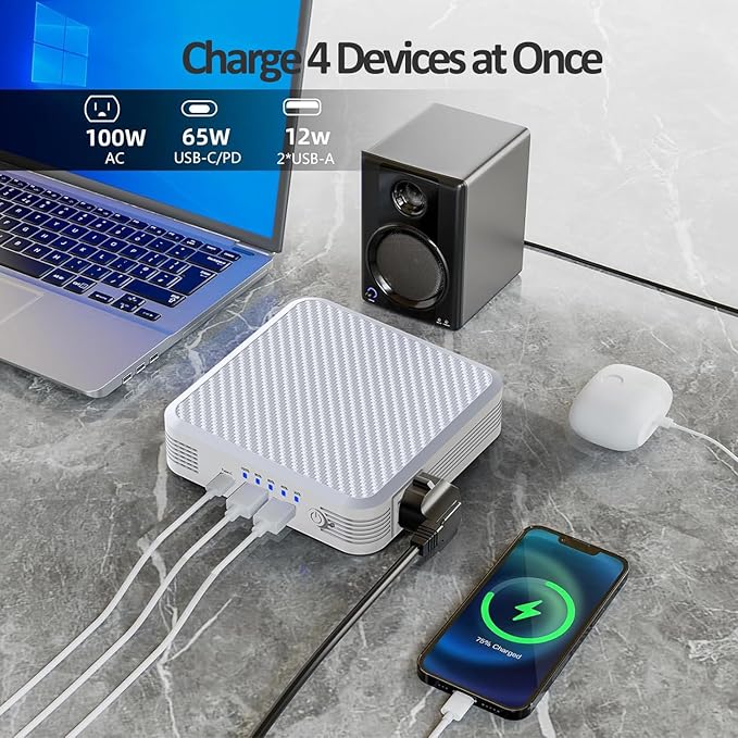 HANGXIN Portable Charger with 100W AC Outlet, 65W PD Fast Charging Portable Laptop Power Bank, 20000mAh/72Wh Battery Pack Power Supply for Business Travel and Outdoor Activities