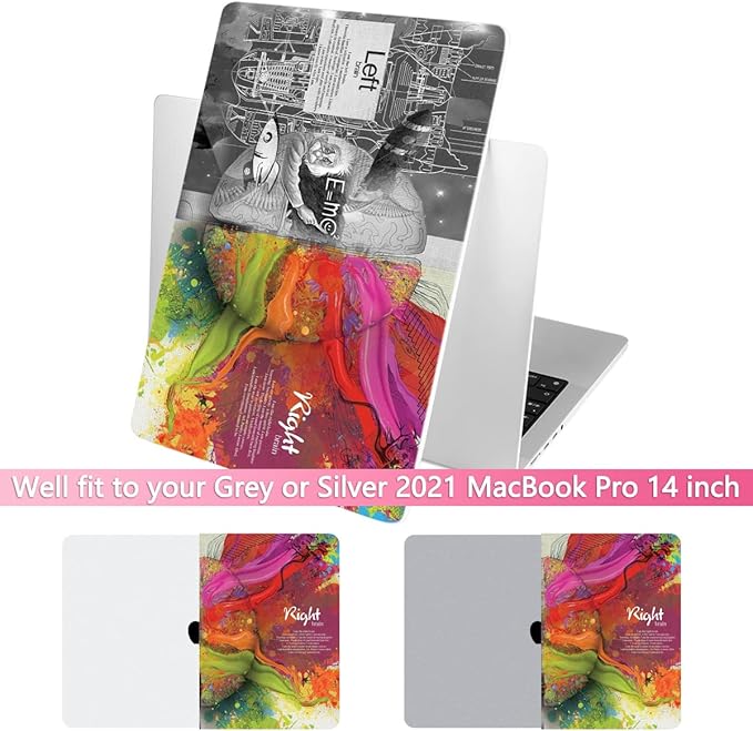 Batianda for MacBook Pro 14 Inch Case 2026-2021 Release M5 M4 M3 M2 M1 Pro/Max, 1.2mm Slim Graphic Hard Shell Cover with Keyboard Cover, Screen Protector 4-in-1 Bundle, Creative Brain