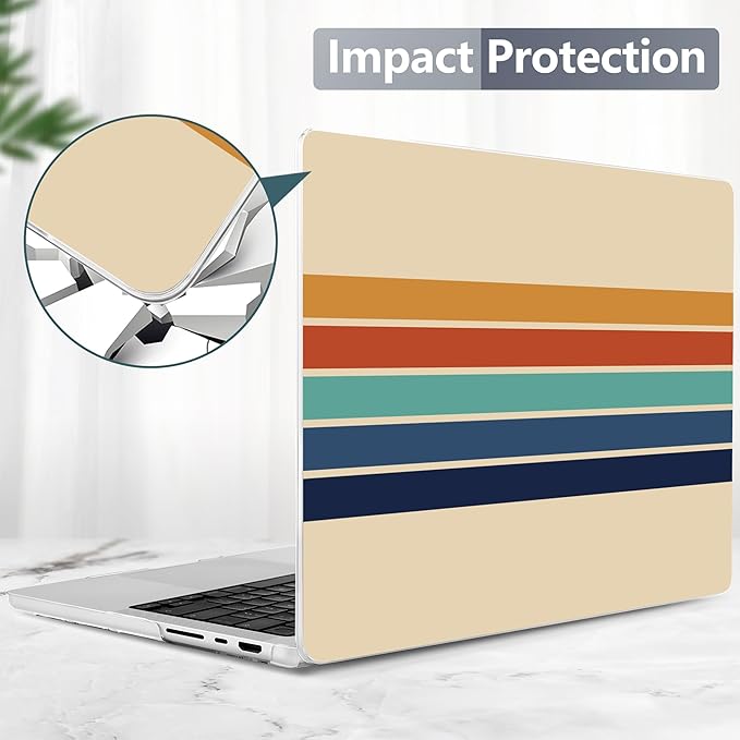 Batianda for MacBook Pro 14 Inch Case 2026-2021 Release M5 M4 M3 M2 M1 Pro/Max, 1.2mm Slim Graphic Hard Shell Cover with Keyboard Cover, Screen Protector 4-in-1 Bundle, Stripes