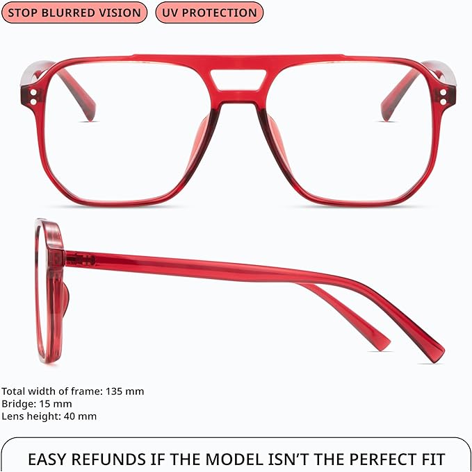 livho Retro Aviator Blue Light Blocking Glasses for Women Men with Soft Case, Trendy Rectangle Computer Eyeglasses
