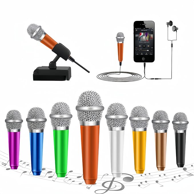 Mini Microphone,Tiny Microphone,Phone, Asmr,Mini Karaoke,forVoiceRecording Chatting and Singing on iPhone,Android,PC(Orange)