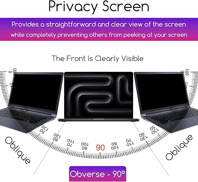 16" Privacy Screen Protector | 9H Tempered Glass with Anti-Blue Light & Anti-Glare | Universal Fit for HP, Dell, ASUS, Samsung, Lenovo, Acer, MSI 16:10 Laptops (Wide-Angle Privacy + Eye Comfort)"