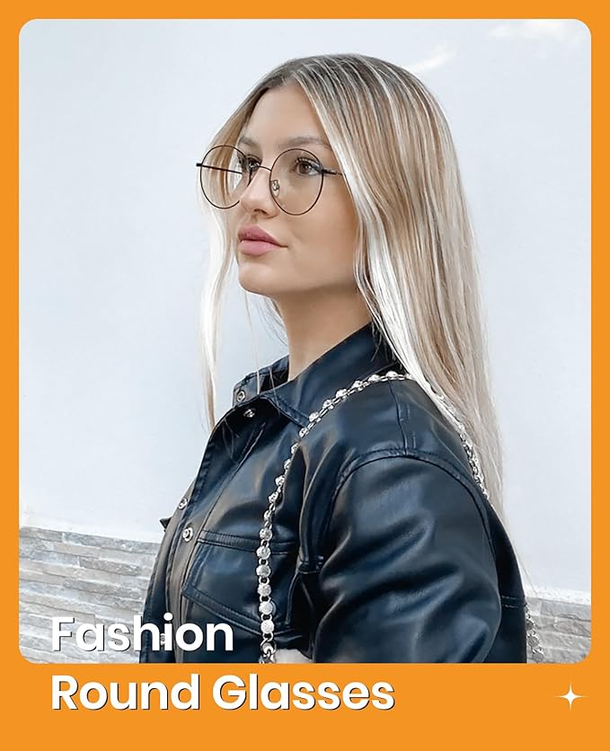 Cyxus Blue Light Glasses for Men and Women, Round Metal Frame Computer Eyeglasses for Office, Gaming, Reading 8090