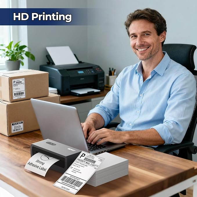 iDPRT Bluetooth Thermal Shipping Label Printer, Portabel Label Printer, Address Label Maker Machine with Tape for Small Business, 4x6 Thermal Labels Printer for Amazon, Ebay, USPS, Shopify, Etsy, etc