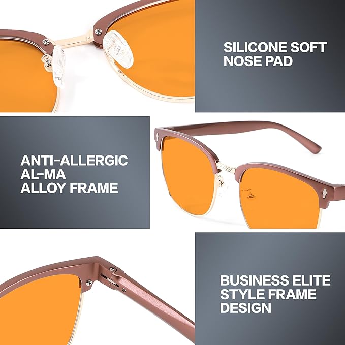 BIRCEN Blue Light Blocking Glasses: Al-Mg Metal Bluelight Computer Clear Glasses for Men Women Anti Eyestrain Office Home