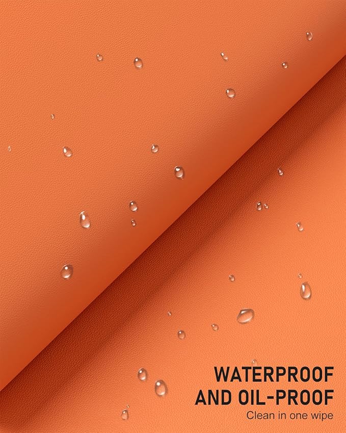 Desk Pad, 30" x 14" PU Leather Non-Slip Desk Mat Large Mouse Pad for Desktop, Waterproof Laptop Computer Writing Mat for Office, Home, Work, Gaming, Orange