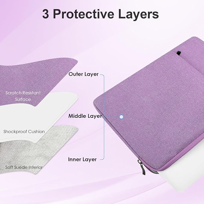 ProElife 13-Inch Laptop Sleeve Case for 2023 2022 MacBook Air 13.6 inch with Apple M2 Chip & MacBook Pro 13.3 inch with Apple M2 Chip Accessory Traveling Carrying Canvas Bag Cover Simple Case (Purple)
