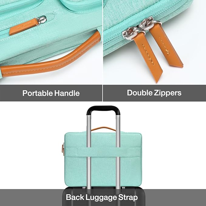 MOSISO 360 Protective Laptop Case 16 inch, 15-15.6 inch Laptop Sleeve Compatible with MacBook Pro 16, HP Acer Dell Lenovo ASUS, Side Open Carrying Case with 4 Zipper Pockets&Handle, Aqua Green