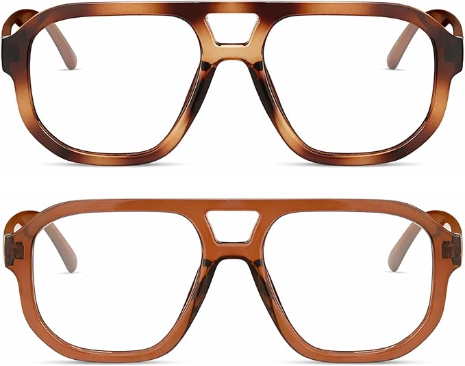 livho Retro Aviator Blue Light Blocking Glasses for Women Men with Soft Case, Trendy Rectangle Computer Eyeglasses