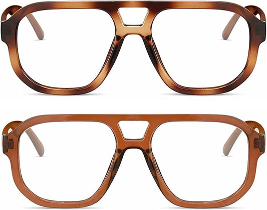 livho Retro Aviator Blue Light Blocking Glasses for Women Men with Soft Case, Trendy Rectangle Computer Eyeglasses