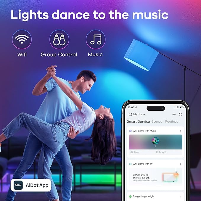 Linkind Smart Light Bulbs, Smart Bulb That Work with Alexa & Google Home, LED Light Color Changing, A19 E26 WiFi Light Bulb Dimmable, RGBTW Alexa Bulb No Hub Needed 800 Lumen, 2.4Ghz WiFi, 6 Pack