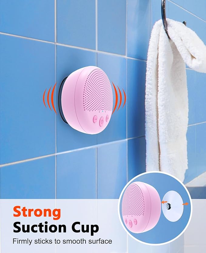 LENRUE Shower Speaker, Bluetooth Waterproof Speaker Wireless, Portable Speakers with Clear Loud Sound, Suction Cup, Lanyard, Ideas Gifts