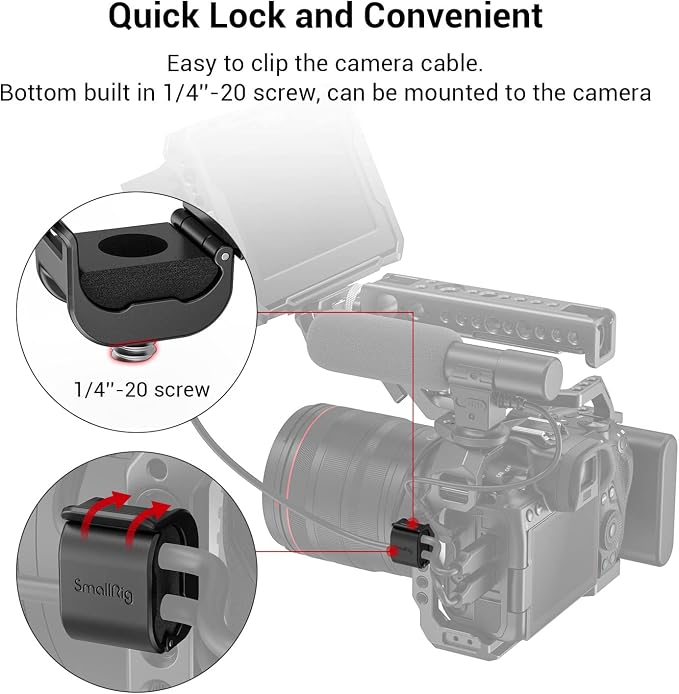 SmallRig Camera Clamp (4 pcs) for HDMI/SDI/Microphone Cable, DSLR Camera Cable Lock Mount Support 2-7mm - Image 3