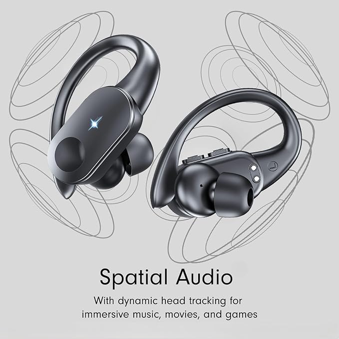 Bluetooth Headphones with Wireless Charging, Wireless Earbuds 80Hrs Playback Sport Ear Buds with Earhook LED Display Charging Case IPX7 Waterproof Earbud Deep Bass Running Earphones for iOS Android