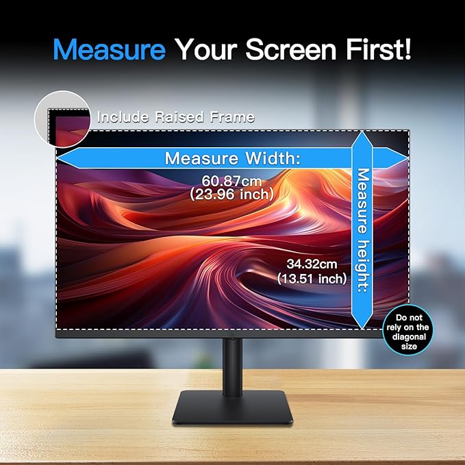 Magnetic Computer 27 Inch Privacy Screen for 16:9 Aspect Ratio Widescreen Monitor, Anti Glare Blue Light Protector Shield Filter for Eyes, Removable Computer Monitor Privacy Screen 27 inch