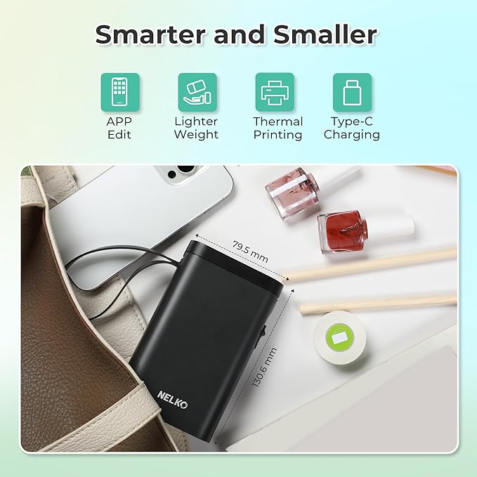 Nelko Label Maker Machine with Tape, P21 Bluetooth Label Printer with 3 Tapes, Wireless Mini Label Makers with Multiple Templates Icon Font Custom for School Office Home, Black