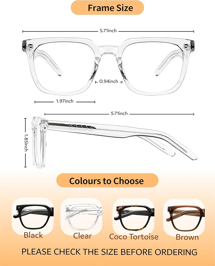 Overzied Square Blue Light Glasses for Woman Man Anti Glare Reduce Eyestrain for Gaming/Computer/Screen